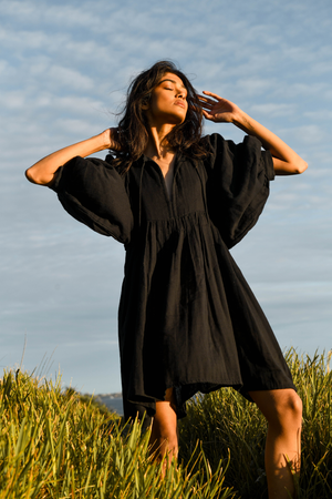 Kyra Mini Dress ~ Black Gauze