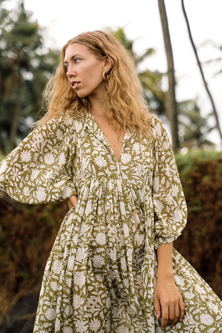 Kyra Midi Dress ~ Olive