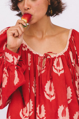 Ria Blouse ~ Ruby Red