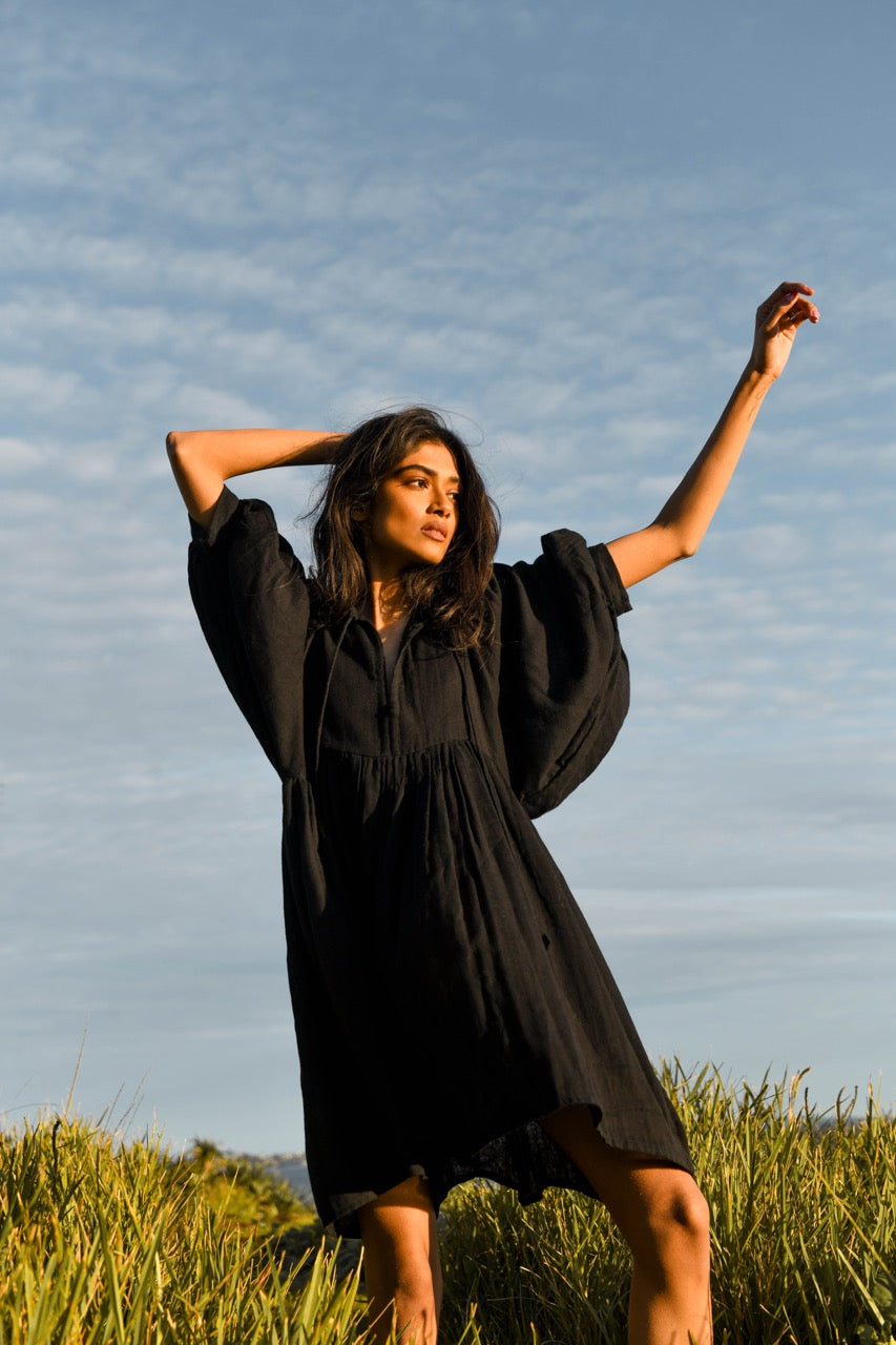 Kyra Mini Dress ~ Black Gauze