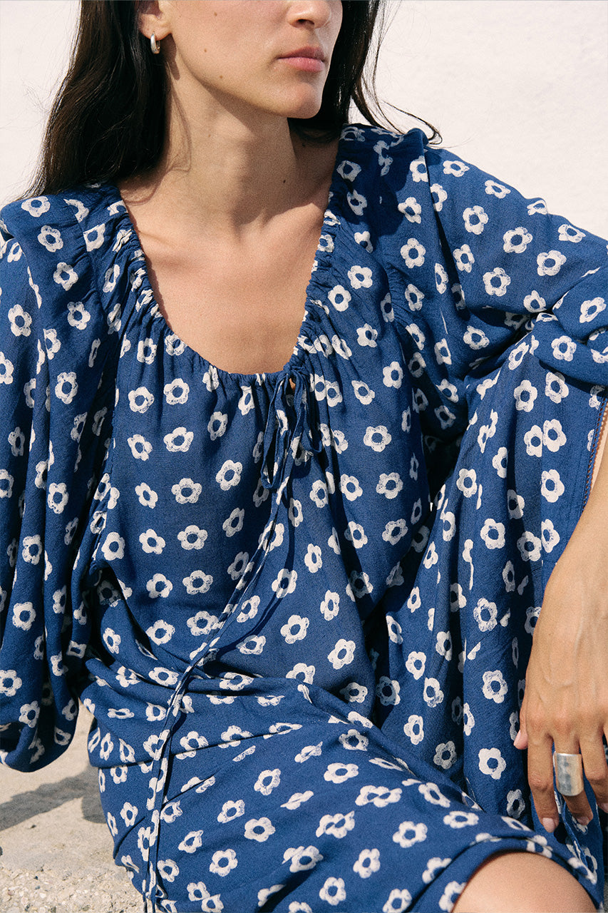 Zahra Midi Dress ~ Indigo