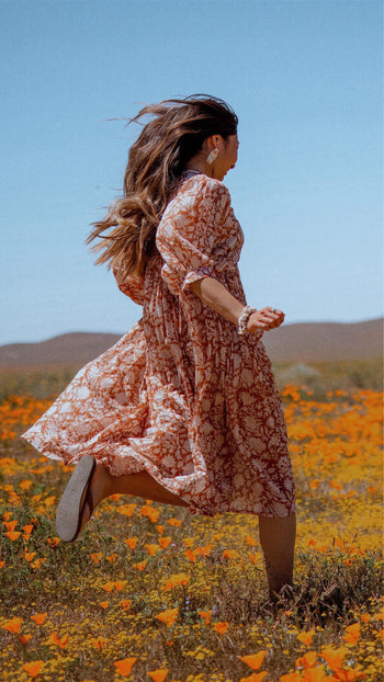 Kyra Midi Dress ~ Caramel