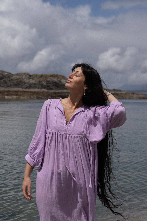 Kyra Midi Dress ~ Lilac Gauze