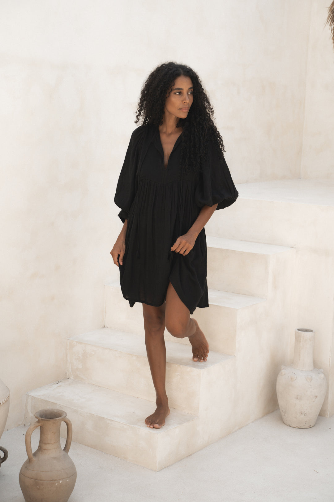 Kyra Mini Dress ~ Black Gauze